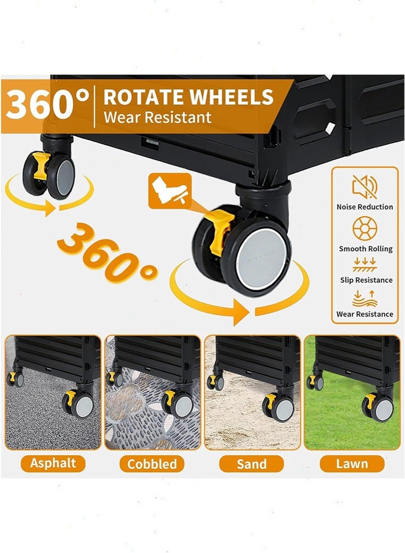 يواوليتي عربة تسوق للطي، عربة متحركة محمولة ذات 4 عجلات، عربة خارجية سعة 45 لتر، عربة تسوق قابلة للطي، عربة يدوية متعددة الاستخدامات للاستخدام اليومي - Image 5